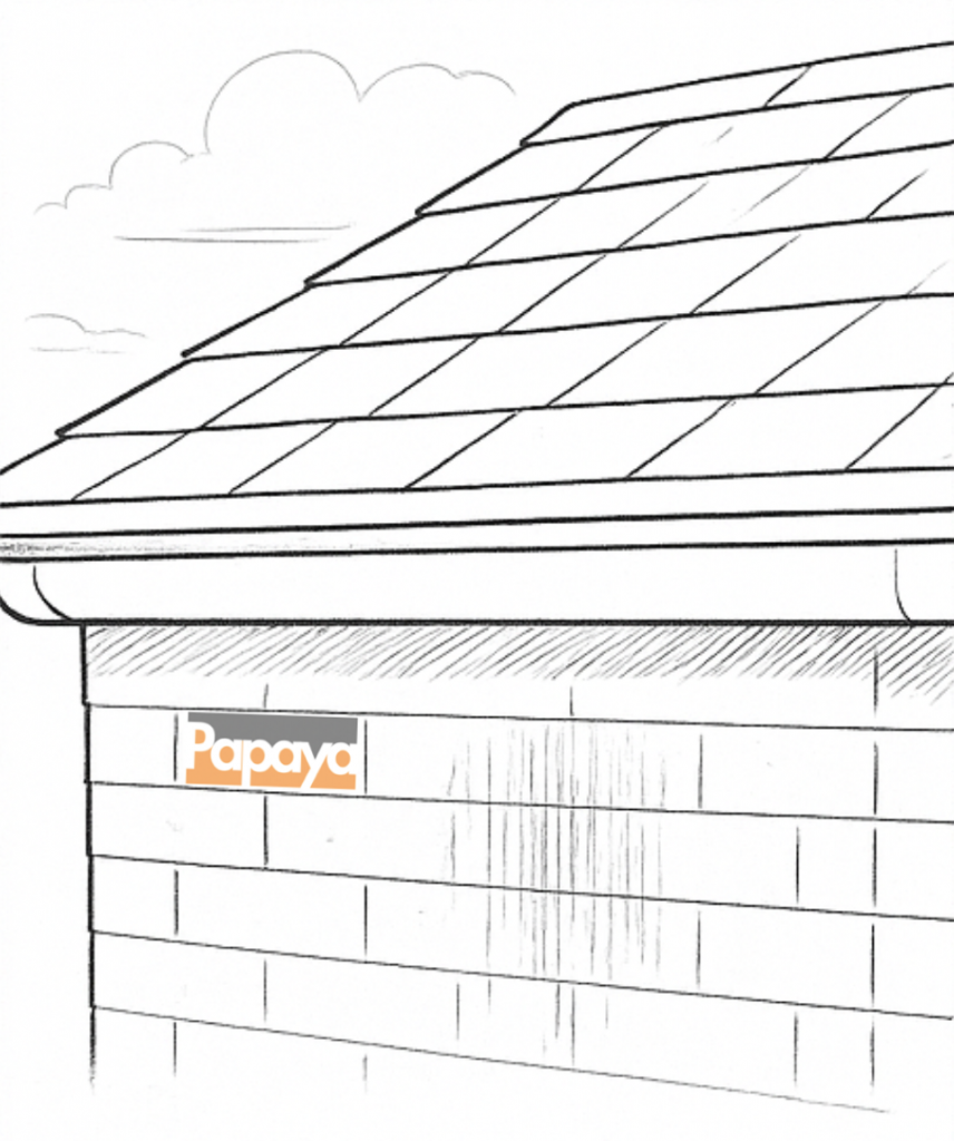 leaking gutters causing water stains on the home's wall